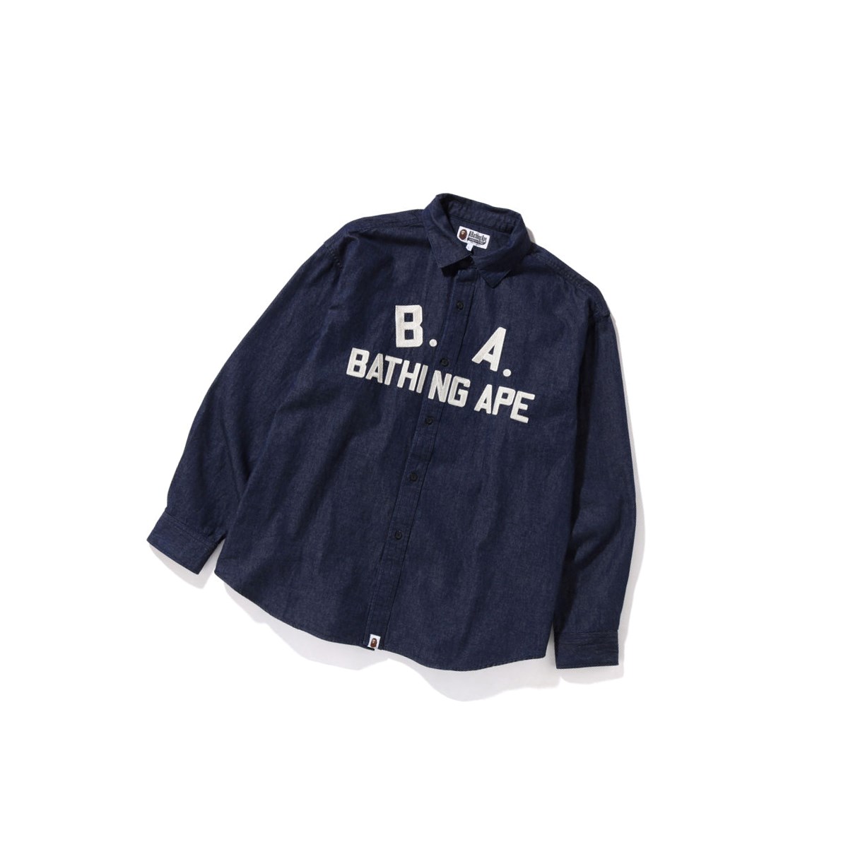 Kosele A BATHING APE Bape B.A Loose Fit Denim Long Sleeve Panske Modre | 8659-DHVYO