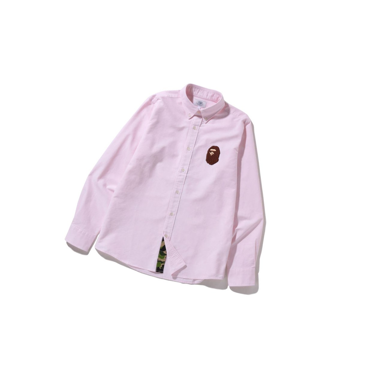 Kosele A BATHING APE Bape Large Ape Head Oxford Bd Long Sleeve Panske Ruzove | 8496-QASKX
