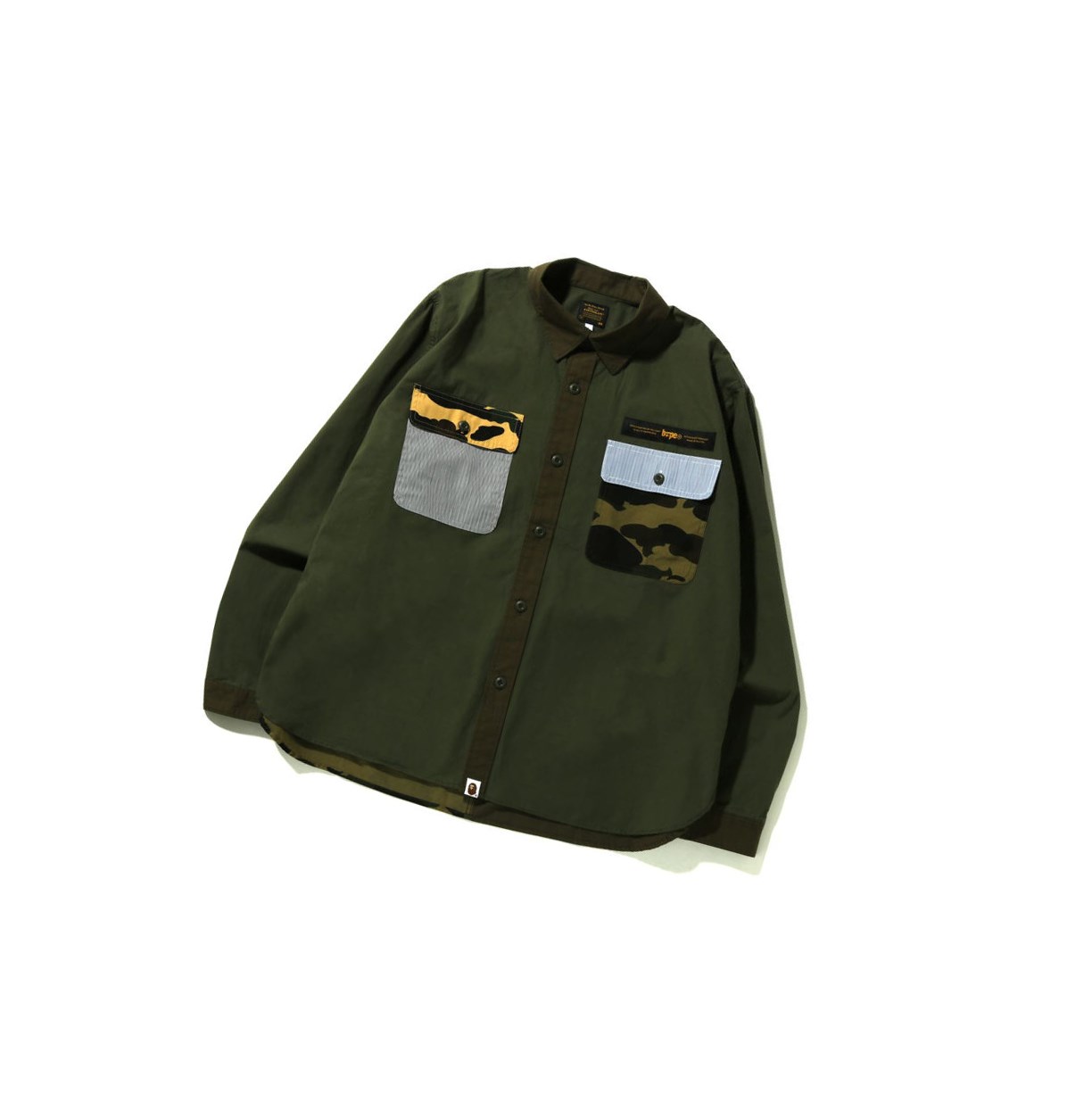 Kosele A BATHING APE Bape Military Crazy Pattern Relaxed Fit Long Sleeve Panske Caise | 2630-IAPSB