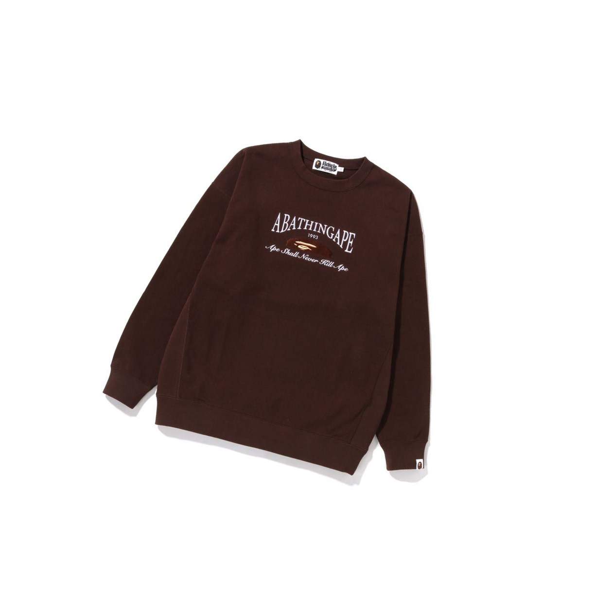 Mikiny A BATHING APE Bape A Bathing Ape Embroidery Oversized Crewneck Damske Hnede | 7901-HPATZ