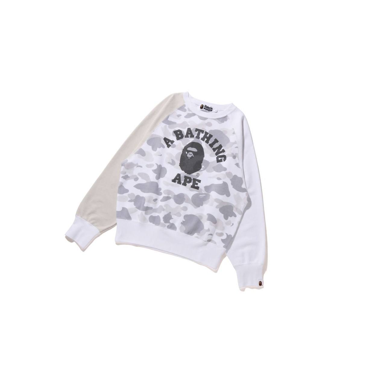 Mikiny A BATHING APE Bape College Crazy Color Camo Raglan Crewneck Damske Biele | 4281-IJPNV