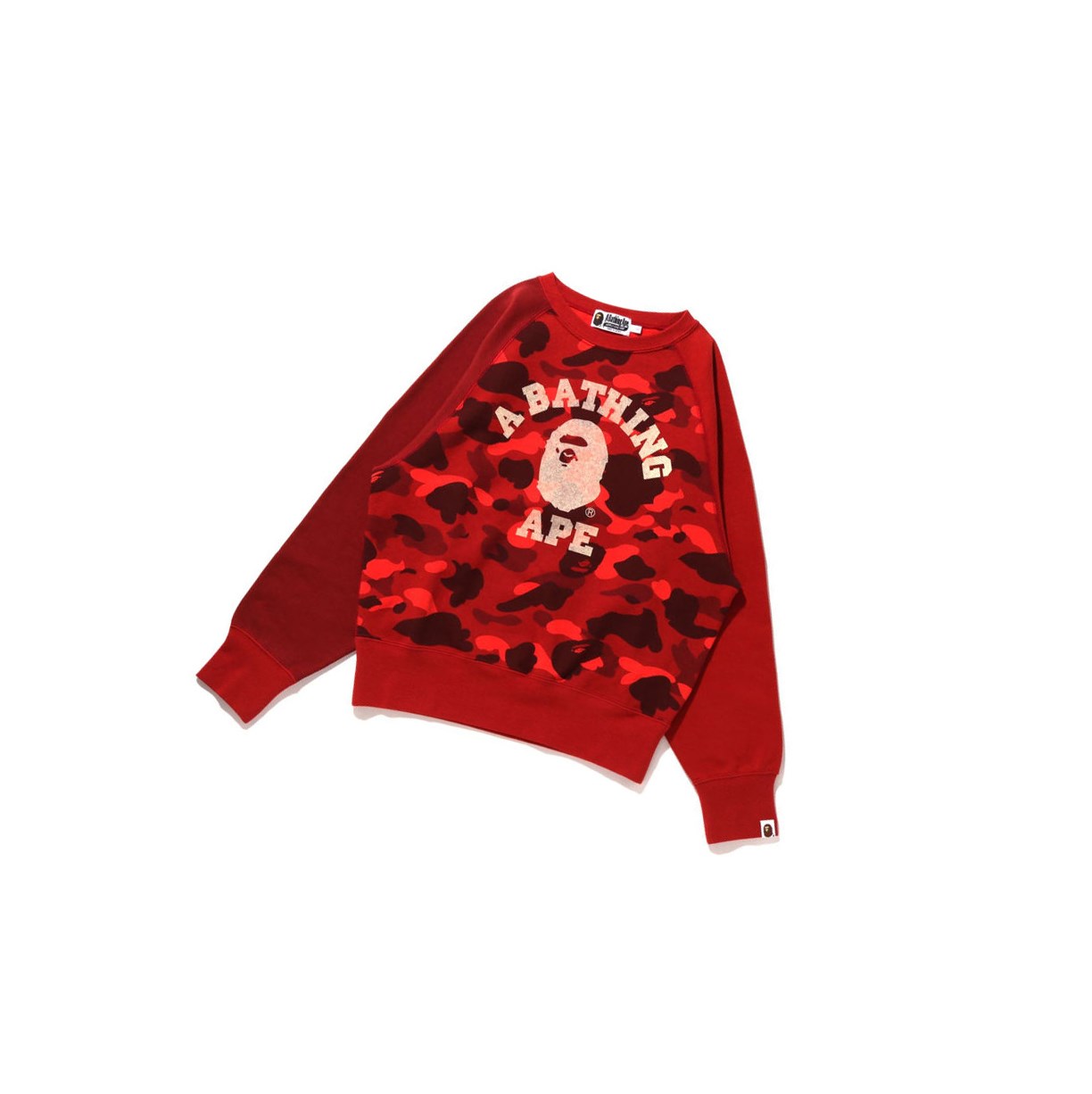 Mikiny A BATHING APE Bape College Crazy Color Camo Raglan Crewneck Damske Červené | 9068-KNRQJ