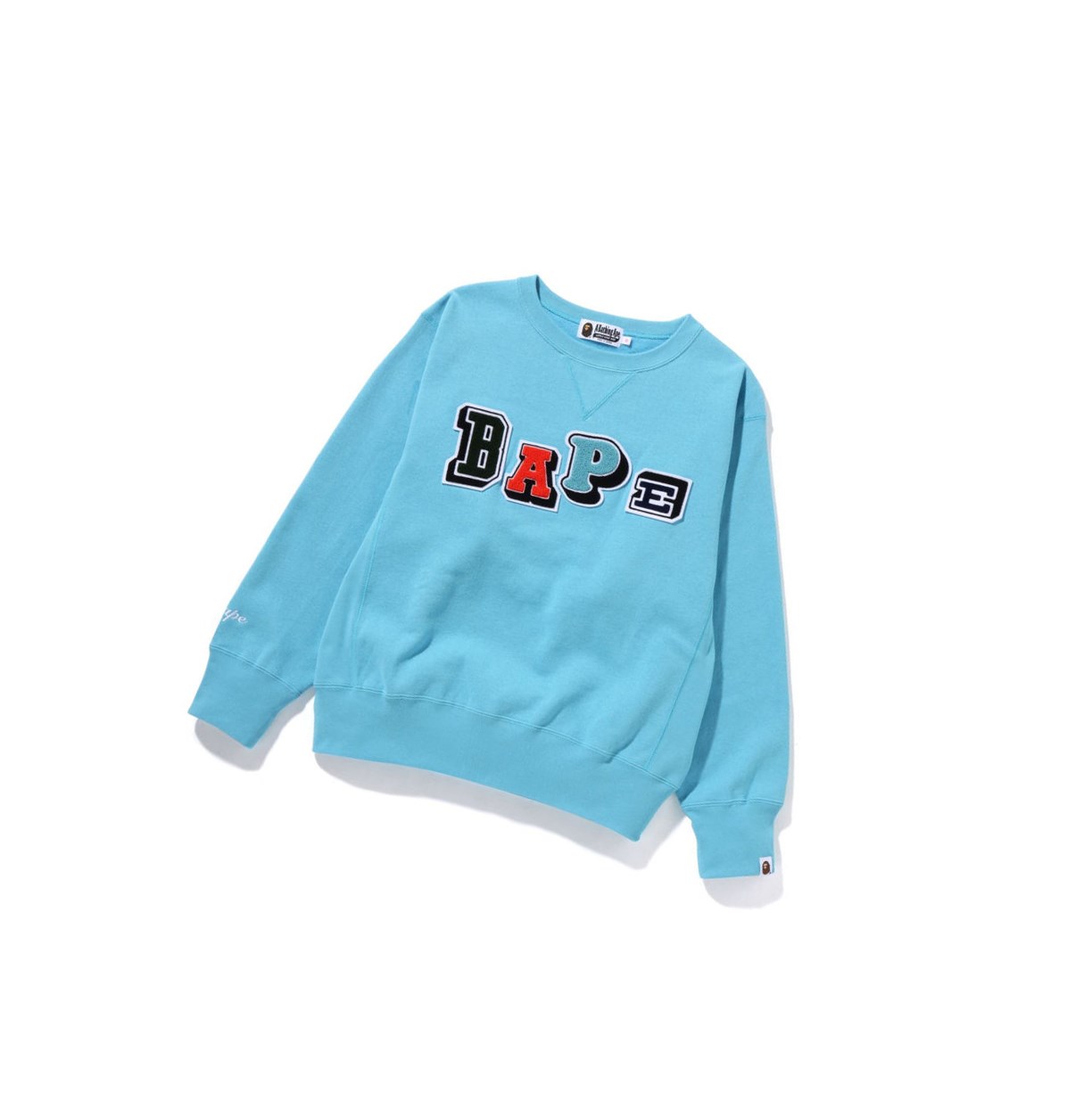 Mikiny A BATHING APE Bape Multi Fonts Siroke Topanky Crewneck Damske Svetlo Modre | 6941-GRASJ