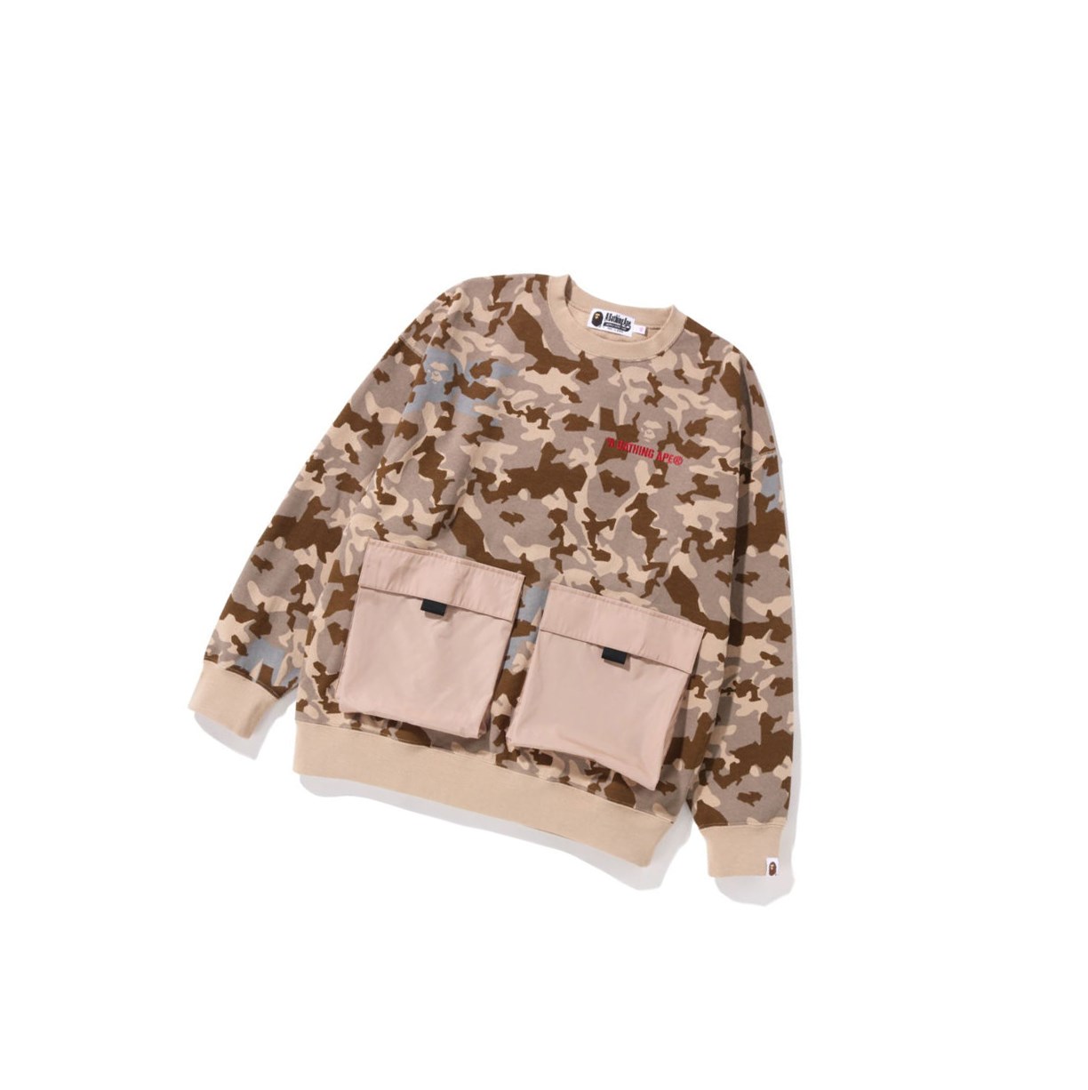 Mikiny A BATHING APE Bape Sand Camo Big Pocket Oversized Crewneck Damske Béžové | 7190-UJVXW