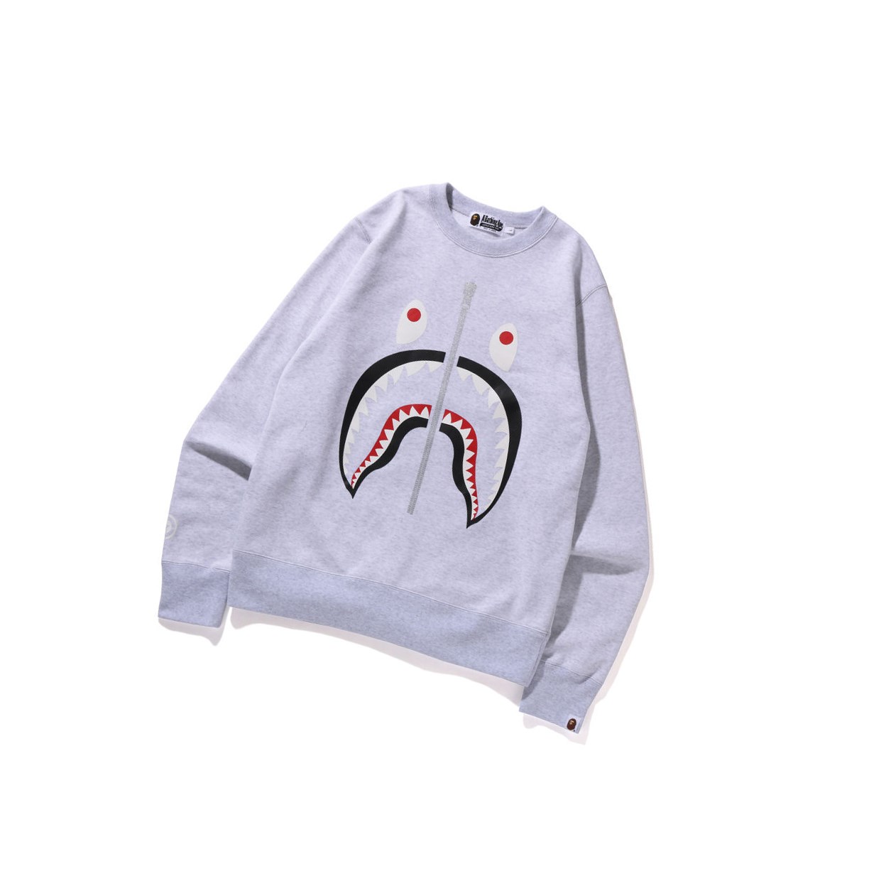 Mikiny A BATHING APE Bape Shark Crewneck Panske Siva | 8641-EXFDO