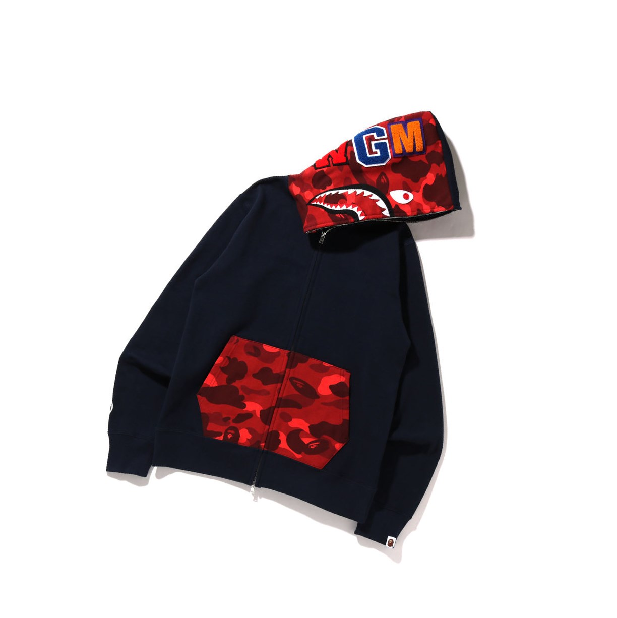 Mikiny S Kapucňou A BATHING APE Bape Color Camo Shark Full Zip Throughs Panske Námornícka Modrá Modre | 4582-KUPHS