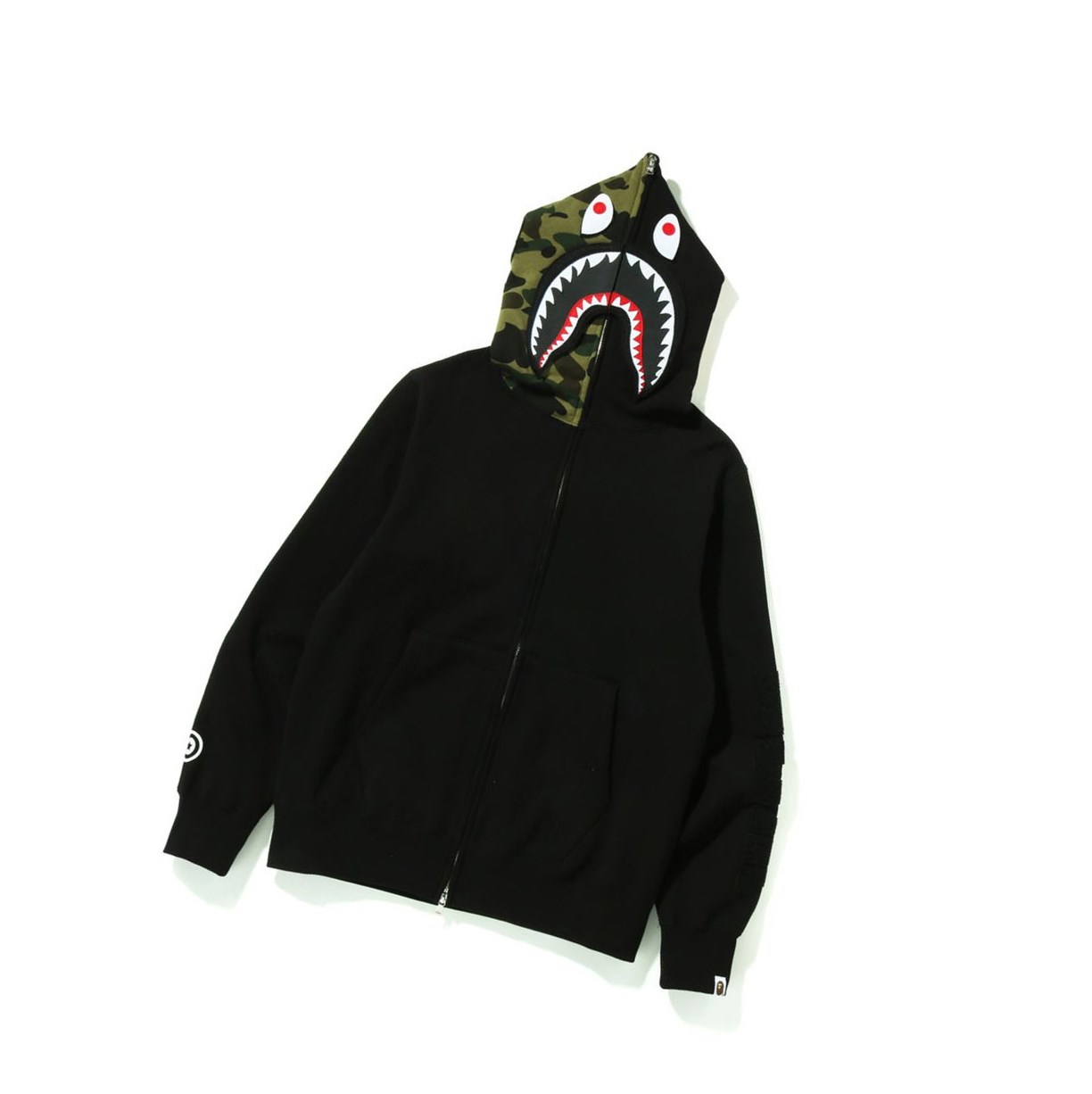 Mikiny S Kapucňou A BATHING APE Bape Detachable Shark Full Zip Throughs Panske Čierne | 7430-DTUWJ