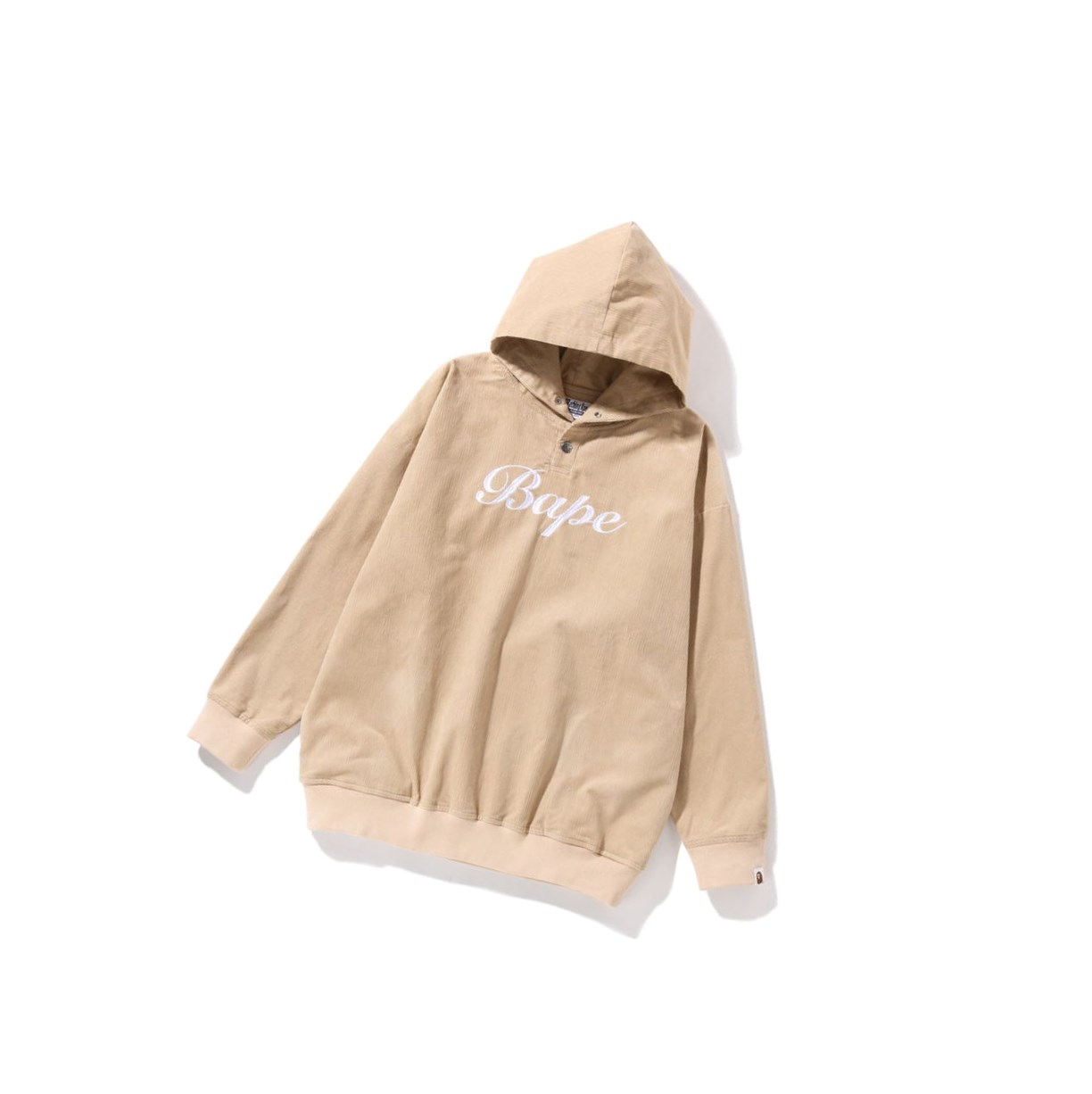 Mikiny S Kapucňou A BATHING APE Bape Embroidery Corduroy Oversized Pullover Damske Béžové | 5876-RDZXH