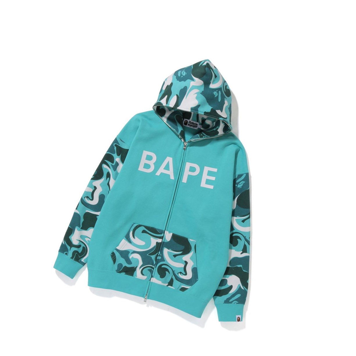 Mikiny S Kapucňou A BATHING APE Bape Marble Camo Oversized Full Zip Throughs Damske Mätové | 0475-AITRJ