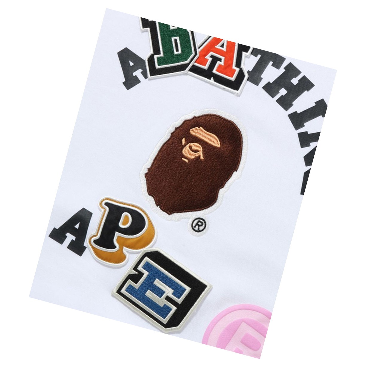 Mikiny S Kapucňou A BATHING APE Bape Multi Fonts College Oversized Damske Biele | 2714-FNXJL