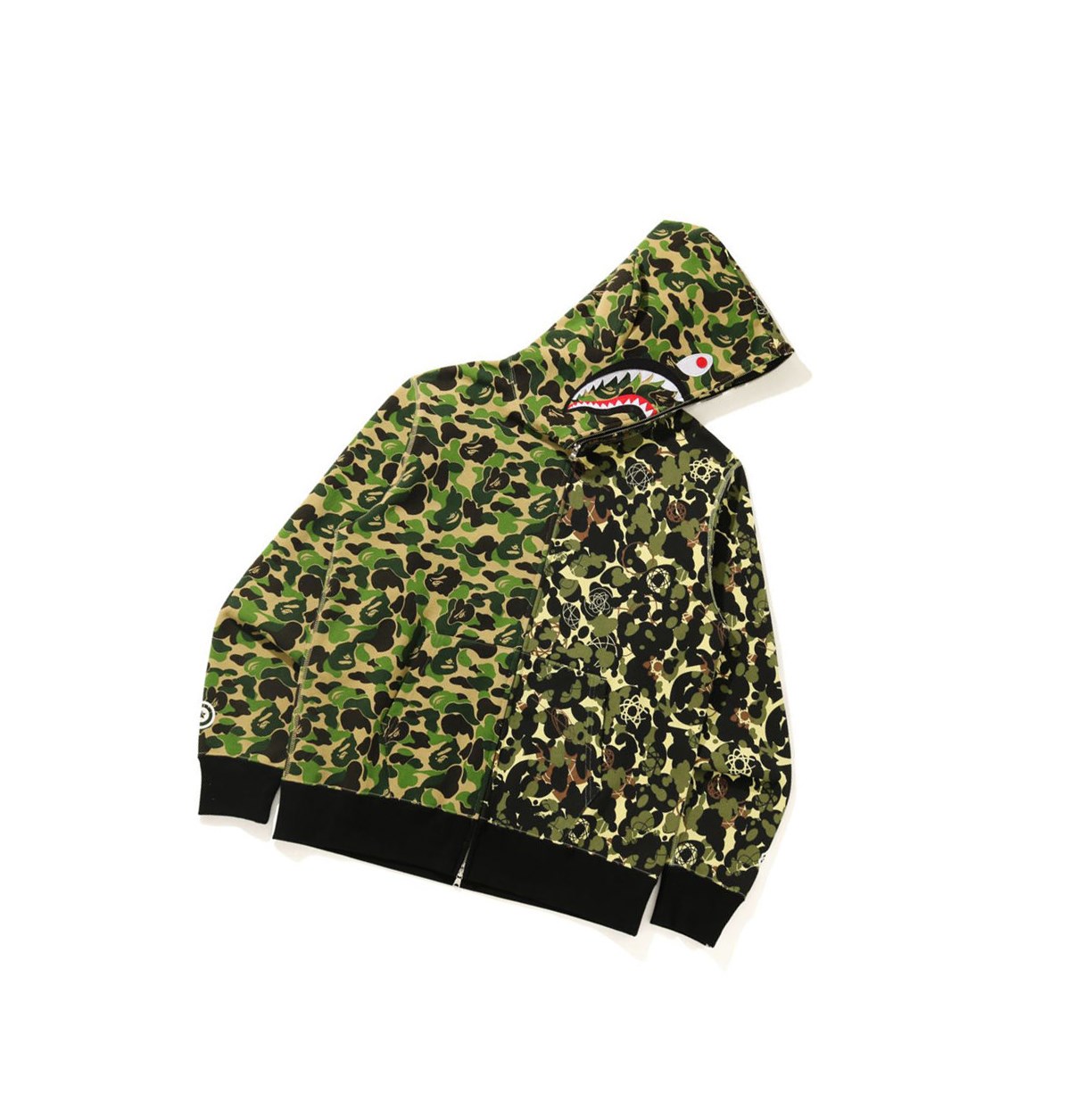 Mikiny S Kapucňou A BATHING APE Bape X Mo'Wax X Unkle Bape Camo Zip Throughs Panske Zelene | 6408-IYONG