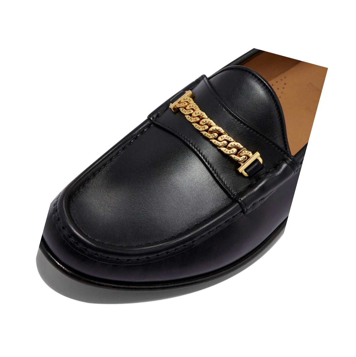 Mokasiny A BATHING APE Bape Gold Chained Loafers & Moccasins Panske Čierne | 0851-ELHAW