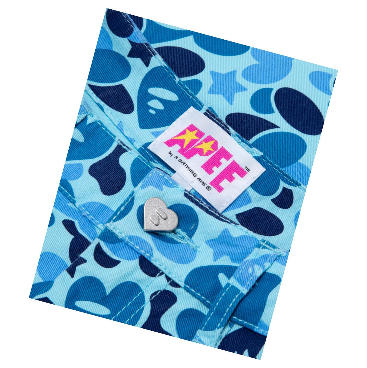 Nohavice A BATHING APE Bape Printed Cargo Long Damske Svetlo Modre | 9173-BYNSZ