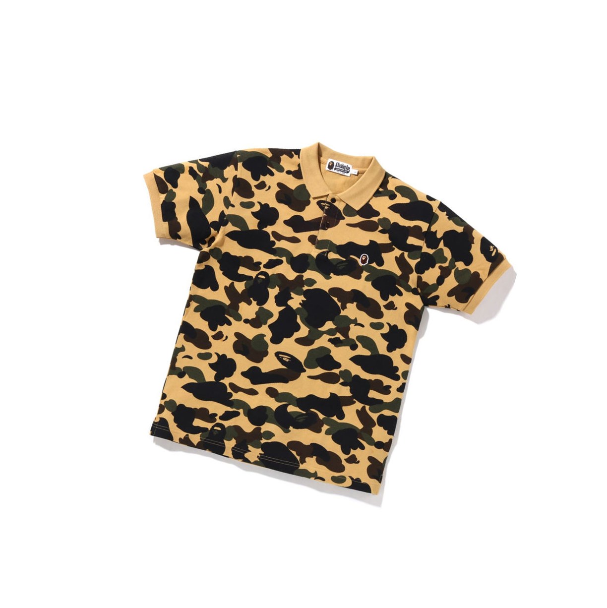 Polo A BATHING APE Bape 1st Camo One Point Kratke Sleeve Panske Žlté | 0123-SUCYP