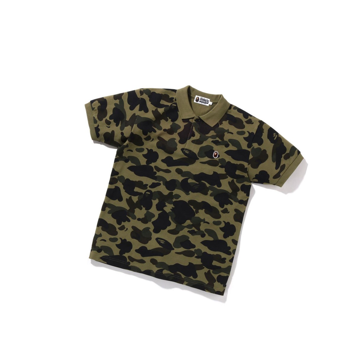 Polo A BATHING APE Bape 1st Camo One Point Kratke Sleeve Panske Zelene | 7682-VJAUK