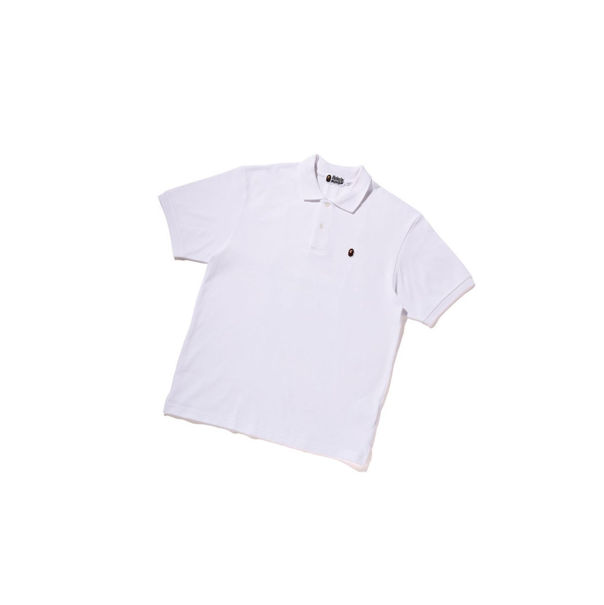 Polo A BATHING APE Bape Ape Head One Point Relaxed Fit Kratke Sleeve Panske Biele | 3140-CKGPB
