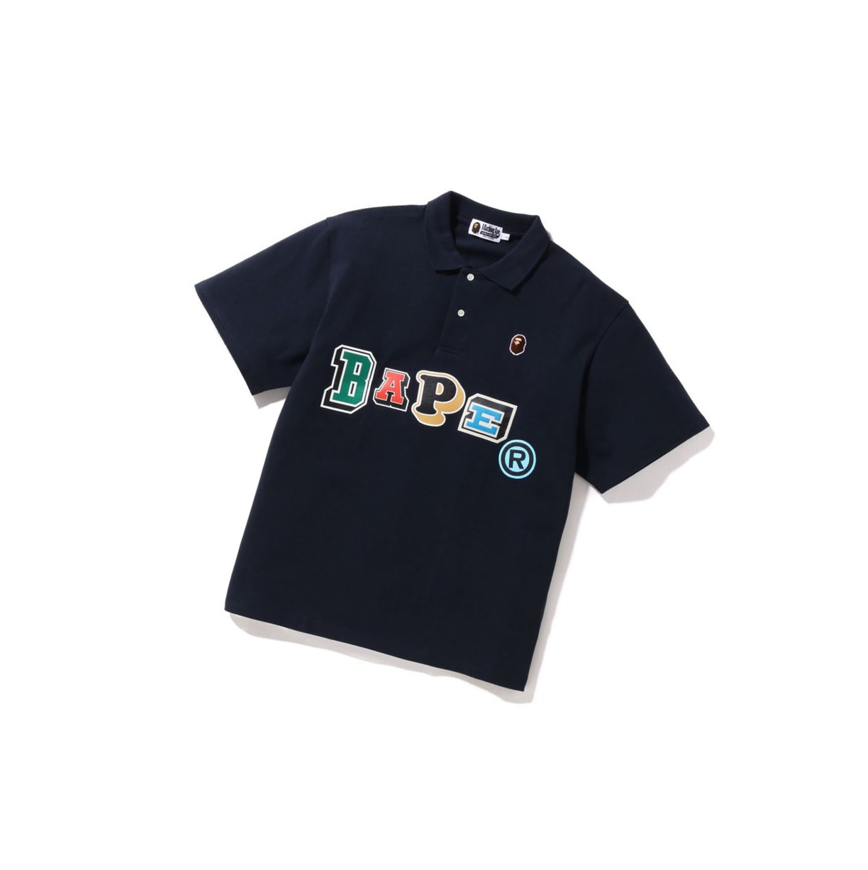 Polo A BATHING APE Bape Multi Fonts Relaxed Fit Kratke Sleeve Panske Námornícka Modrá Modre | 7958-YNBZE