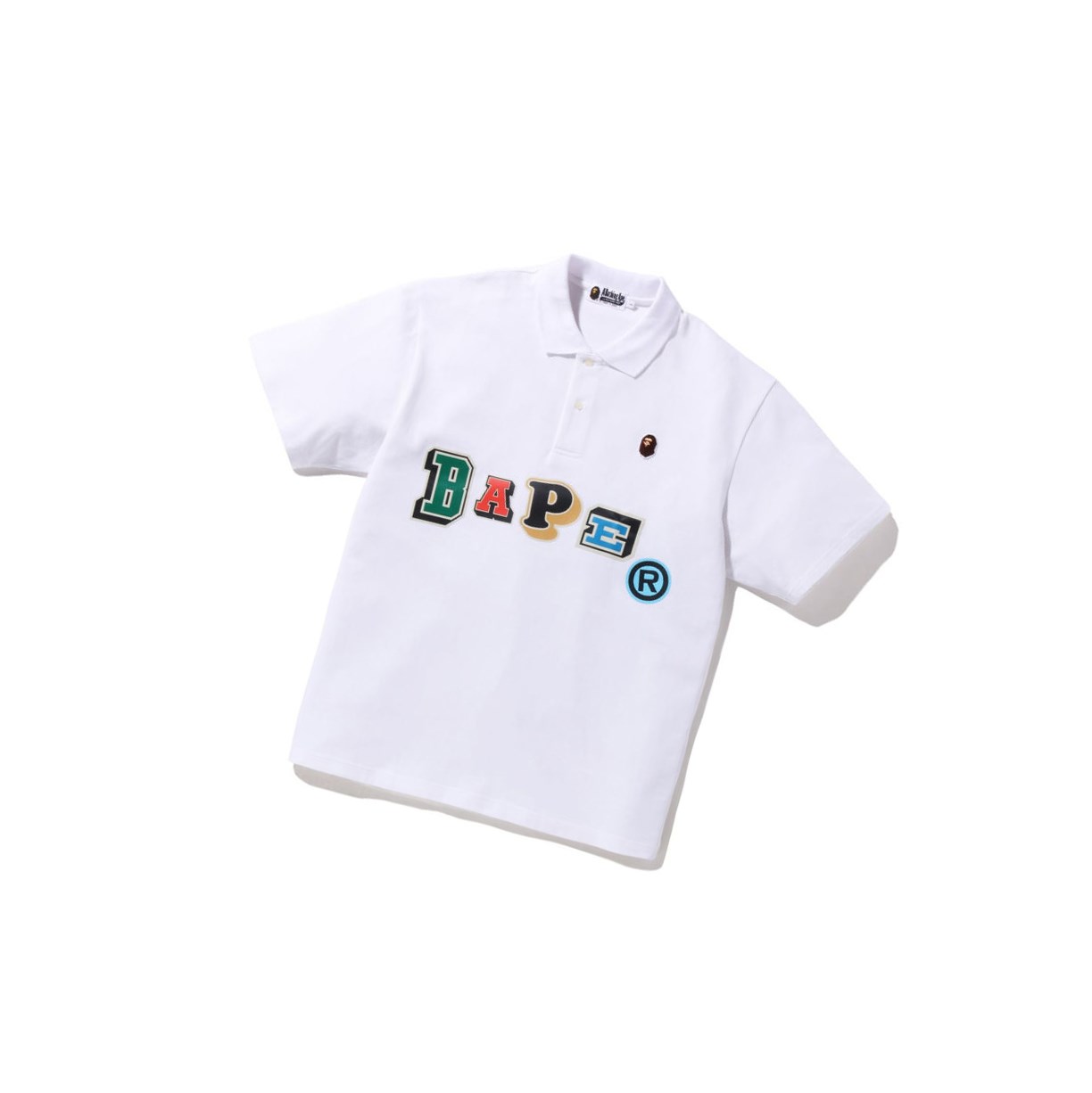 Polo A BATHING APE Bape Multi Fonts Relaxed Fit Kratke Sleeve Panske Biele | 9645-INRSV