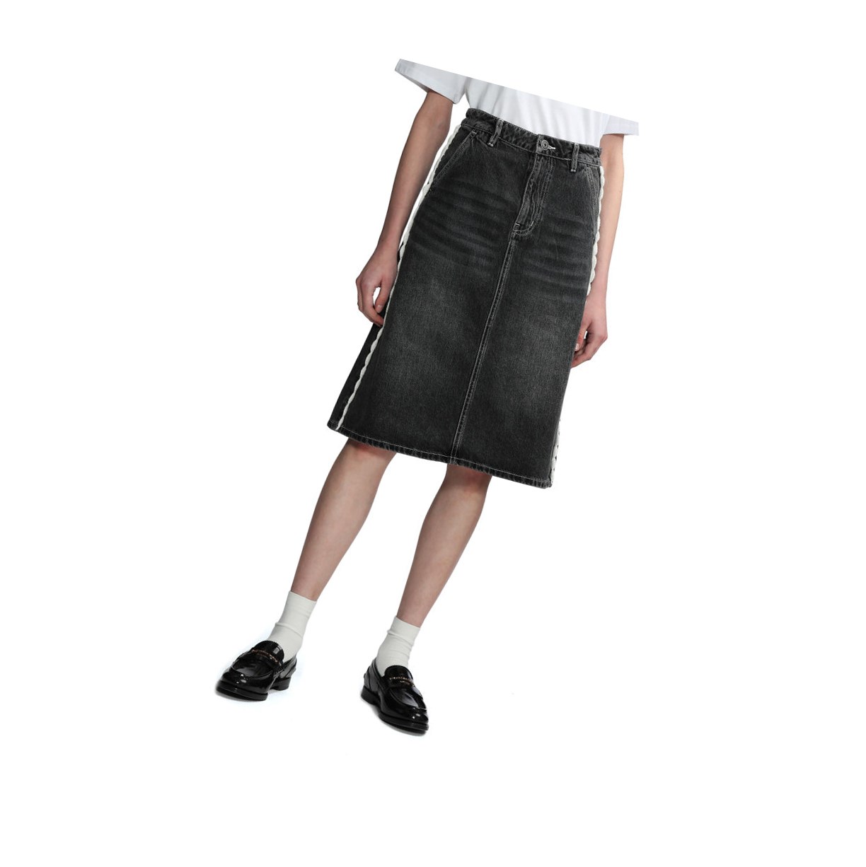 Sukne A BATHING APE Bape High-waisted Denim Knee Length Damske Čierne | 7289-FGKNI