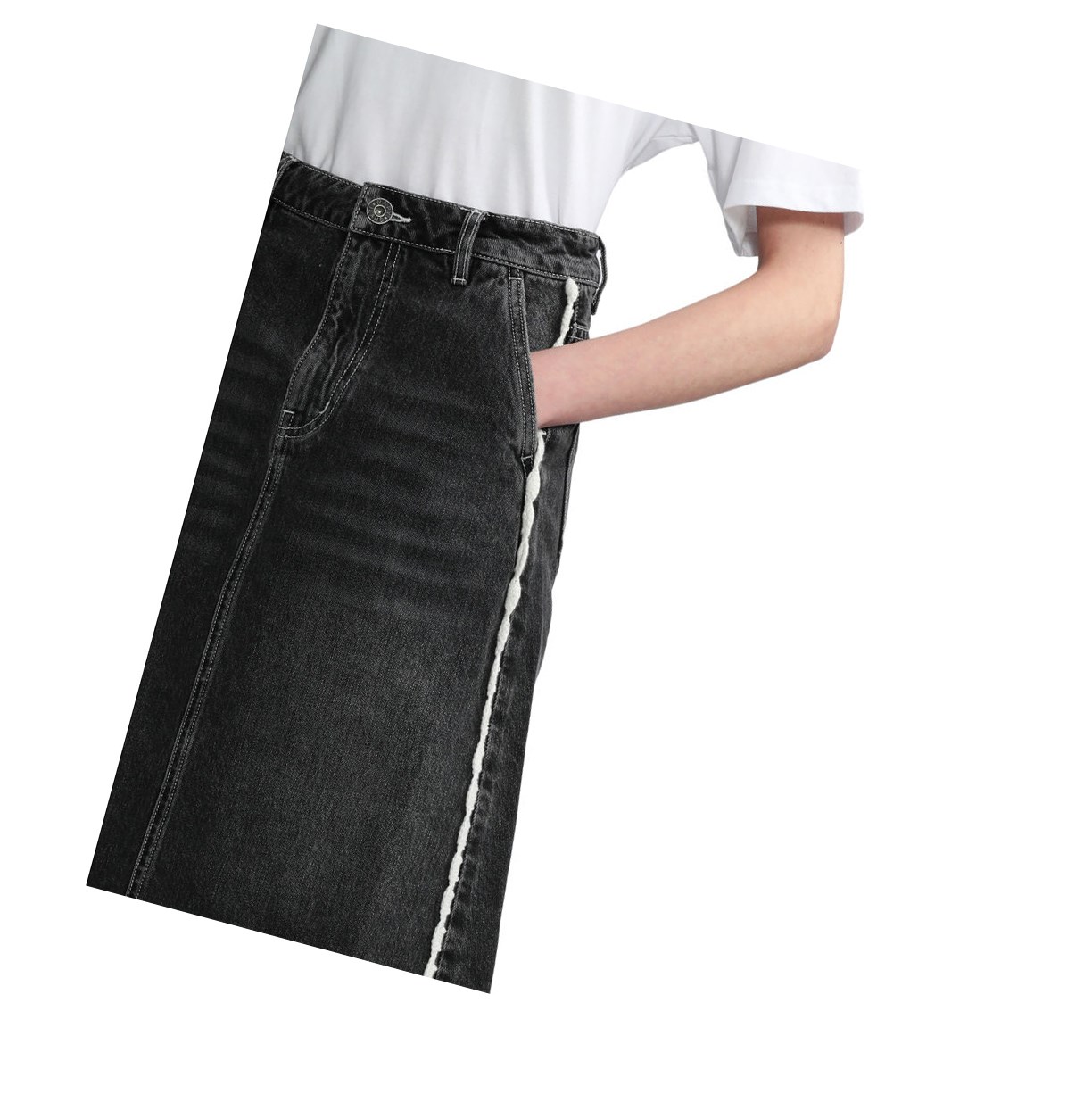Sukne A BATHING APE Bape High-waisted Denim Knee Length Damske Čierne | 7289-FGKNI