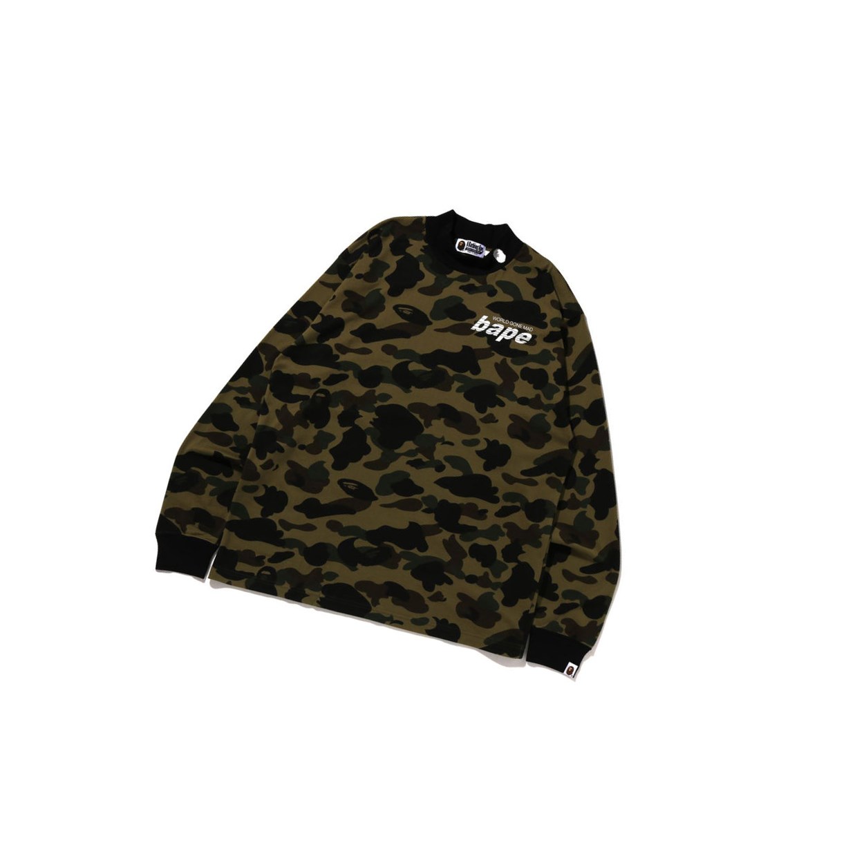 Tricko A BATHING APE Bape 1st Camo Mock Neck Relaxed Fit L/S Tee Long Sleeve Panske Zelene | 1768-VZFLW