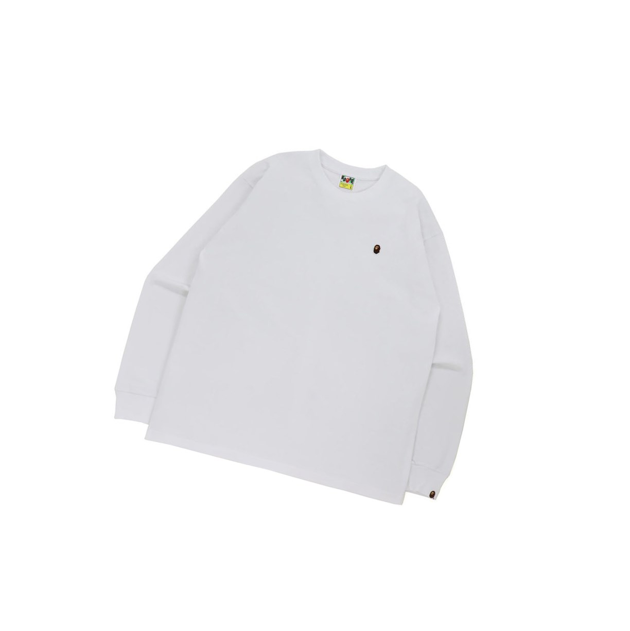 Tricko A BATHING APE Bape Ape Head One Point Relaxed Fit L/S Tee Long Sleeve Panske Biele | 4621-UXDPZ