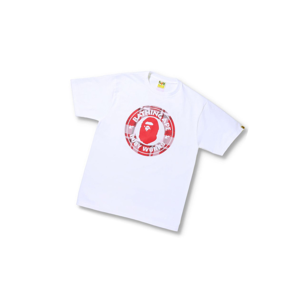 Tricko A BATHING APE Bape Check Gift Busy Works Tee Kratke Sleeve Panske Biele | 9576-QIJVC