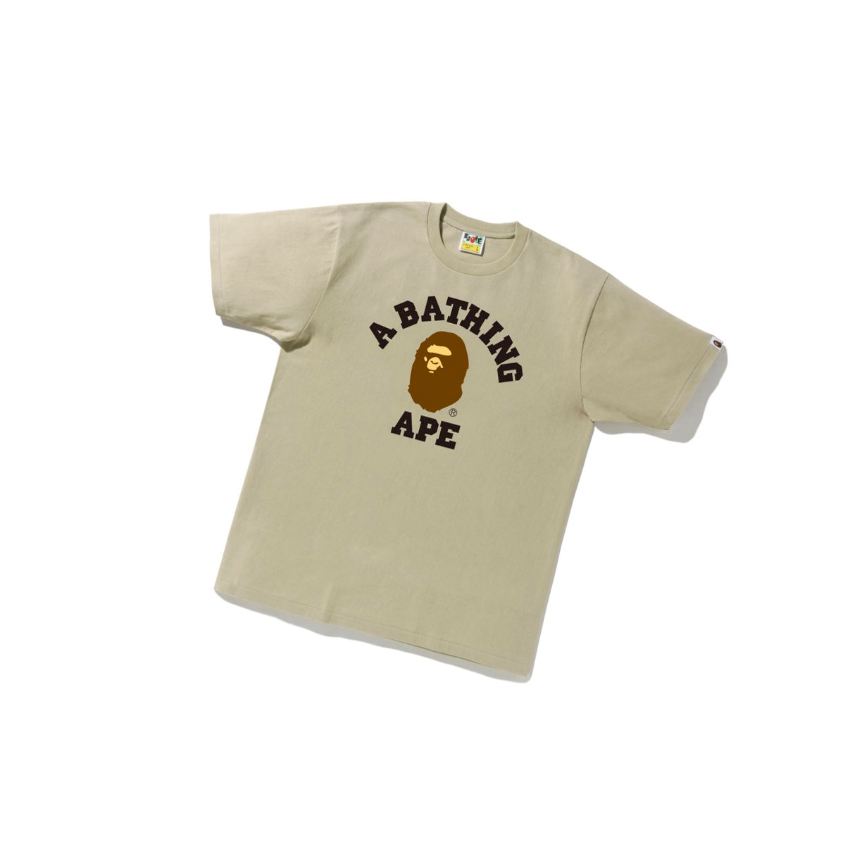 Tricko A BATHING APE Bape College Tee Kratke Sleeve Panske Béžové | 3072-GQPZM