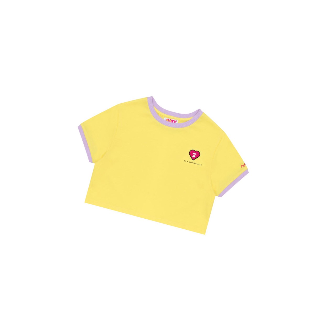 Tricko A BATHING APE Bape Heart Cropped Tee Kratke Sleeve Damske Žlté | 8917-NJZSI