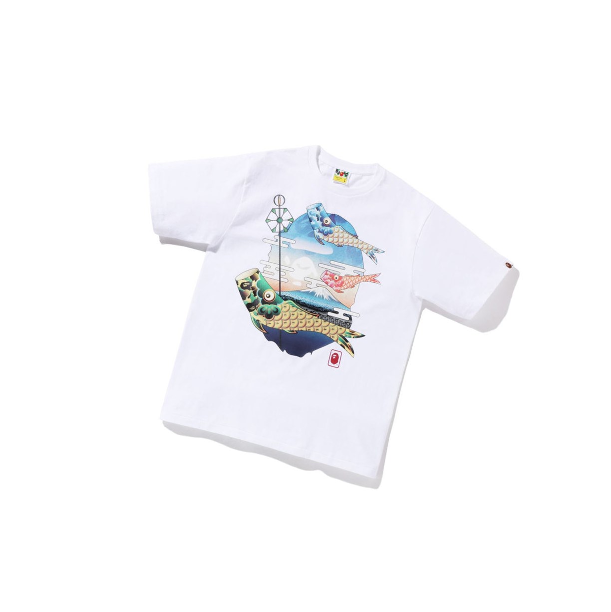Tricko A BATHING APE Bape Koinobori Carp Flags Ape Head Tee Kratke Sleeve Panske Biele | 0583-ZWLSA