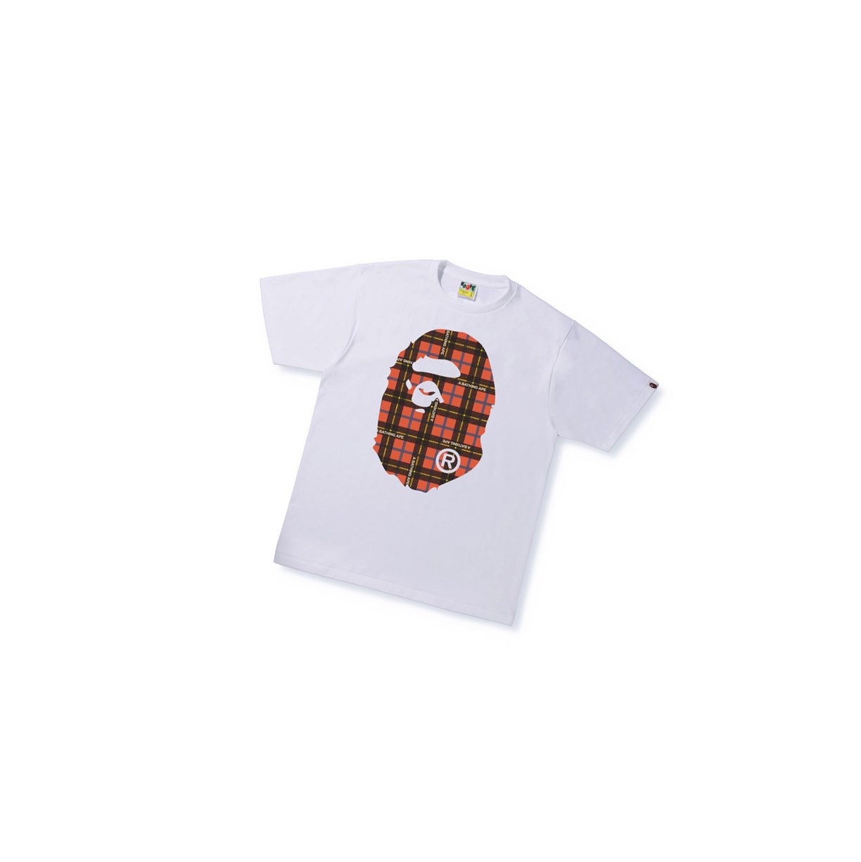 Tricko A BATHING APE Bape Logo Check Big Ape Head Tee Kratke Sleeve Panske Biele | 0514-DBMRU