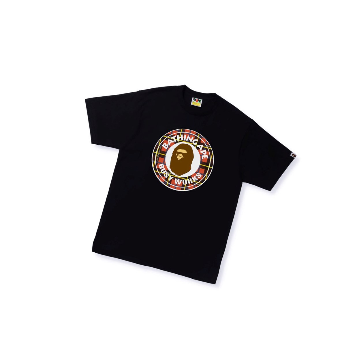Tricko A BATHING APE Bape Logo Check Busy Works Tee Kratke Sleeve Panske Čierne | 8702-EJZRV