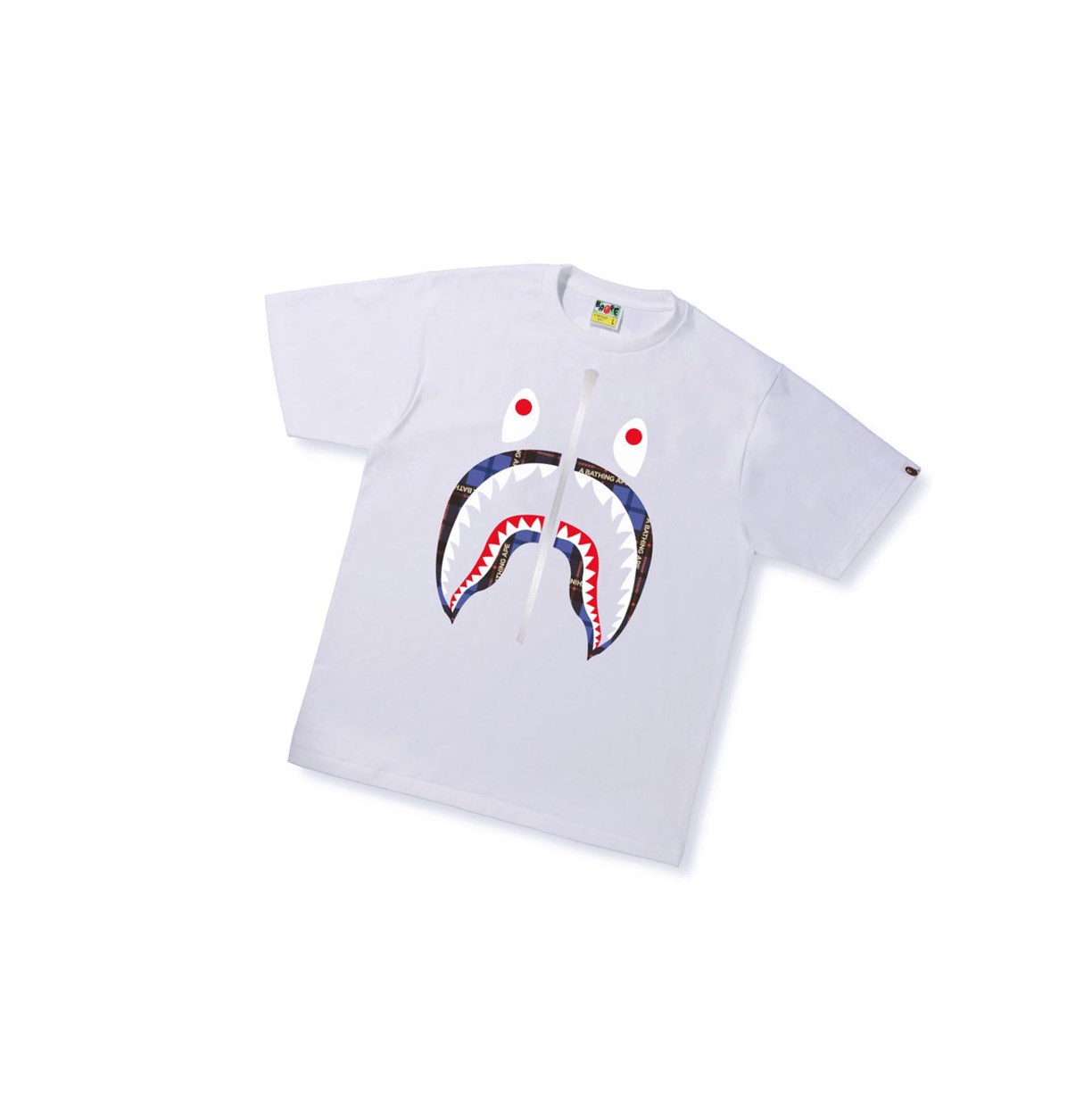 Tricko A BATHING APE Bape Logo Check Shark Tee Kratke Sleeve Panske Biele | 2843-VETKI