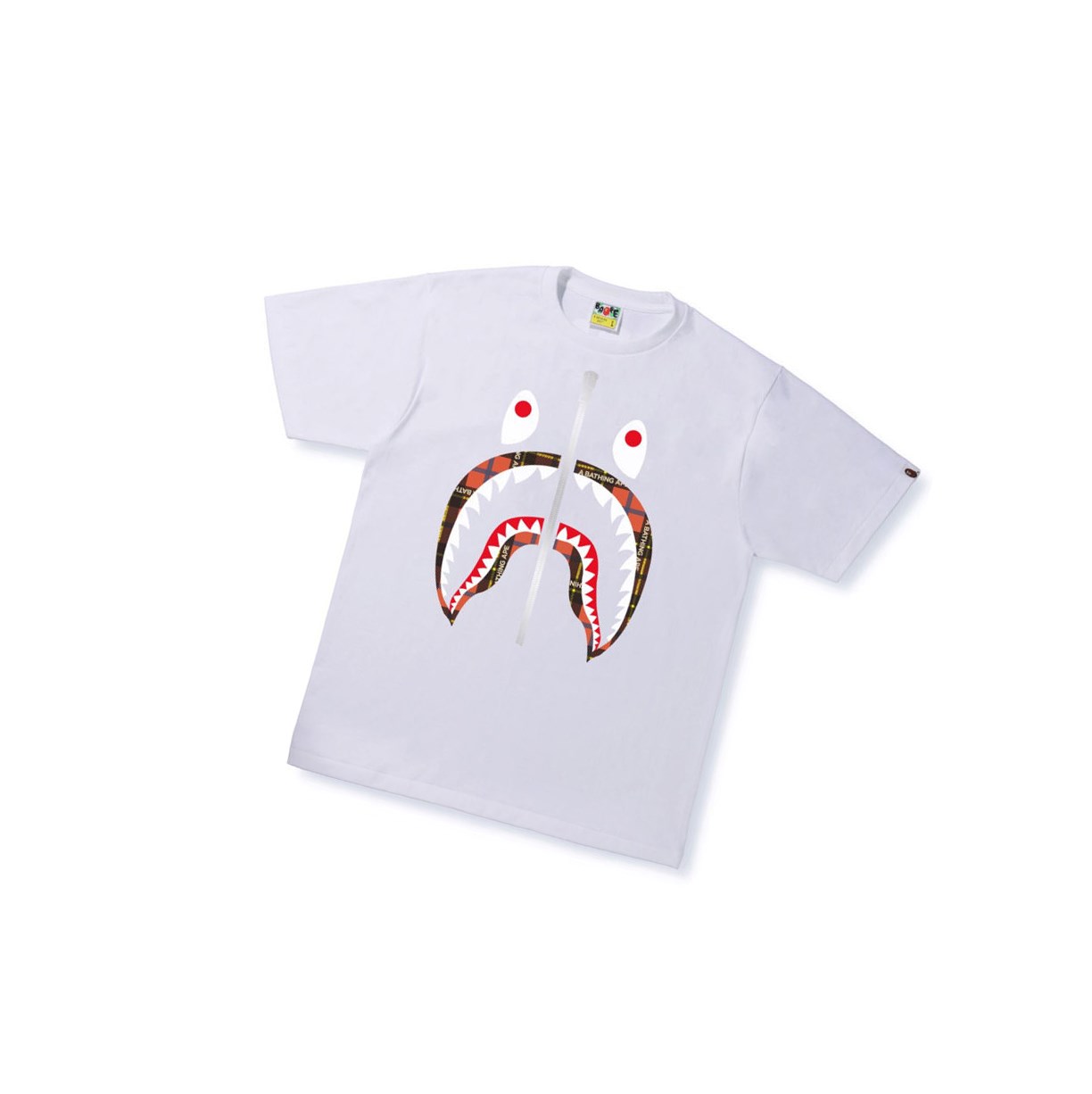 Tricko A BATHING APE Bape Logo Check Shark Tee Kratke Sleeve Panske Biele | 8149-XKMQT