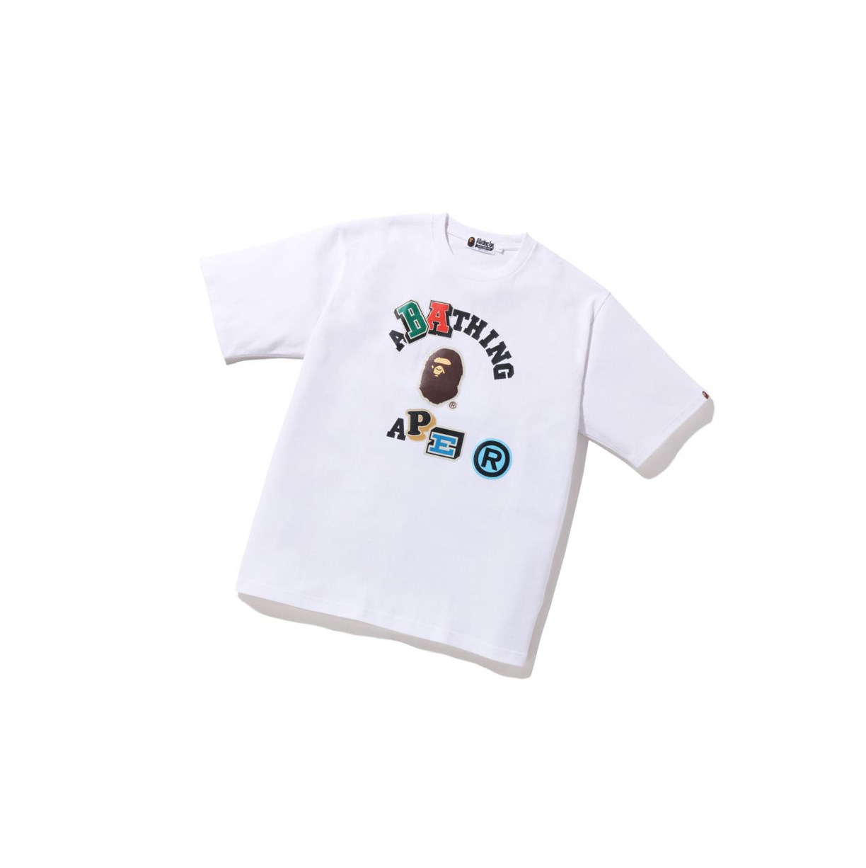 Tricko A BATHING APE Bape Multi Fonts Relaxed Fit College Tee Kratke Sleeve Panske Biele | 0452-YRTGZ