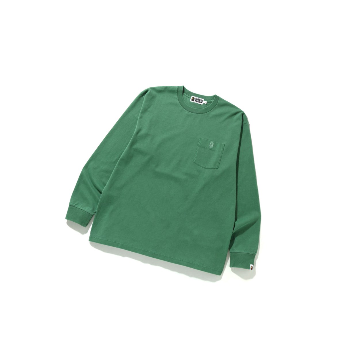 Tricko A BATHING APE Bape Overdye One Point Pocket Relaxed Fit L/S Tee Long Sleeve Panske Svetlo Zelene | 0934-ZUDSX