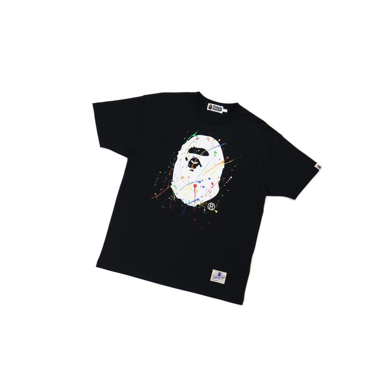 Tricko A BATHING APE Bape Paint Splatter Ape Head Tee Kratke Sleeve Damske Čierne | 8651-QJXNO