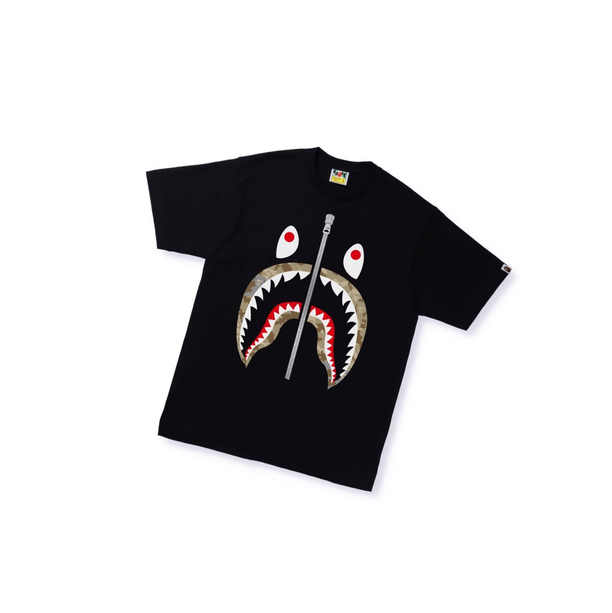 Tricko A BATHING APE Bape Sand Camo Shark Tee Kratke Sleeve Panske Čierne | 5742-ZJHNY
