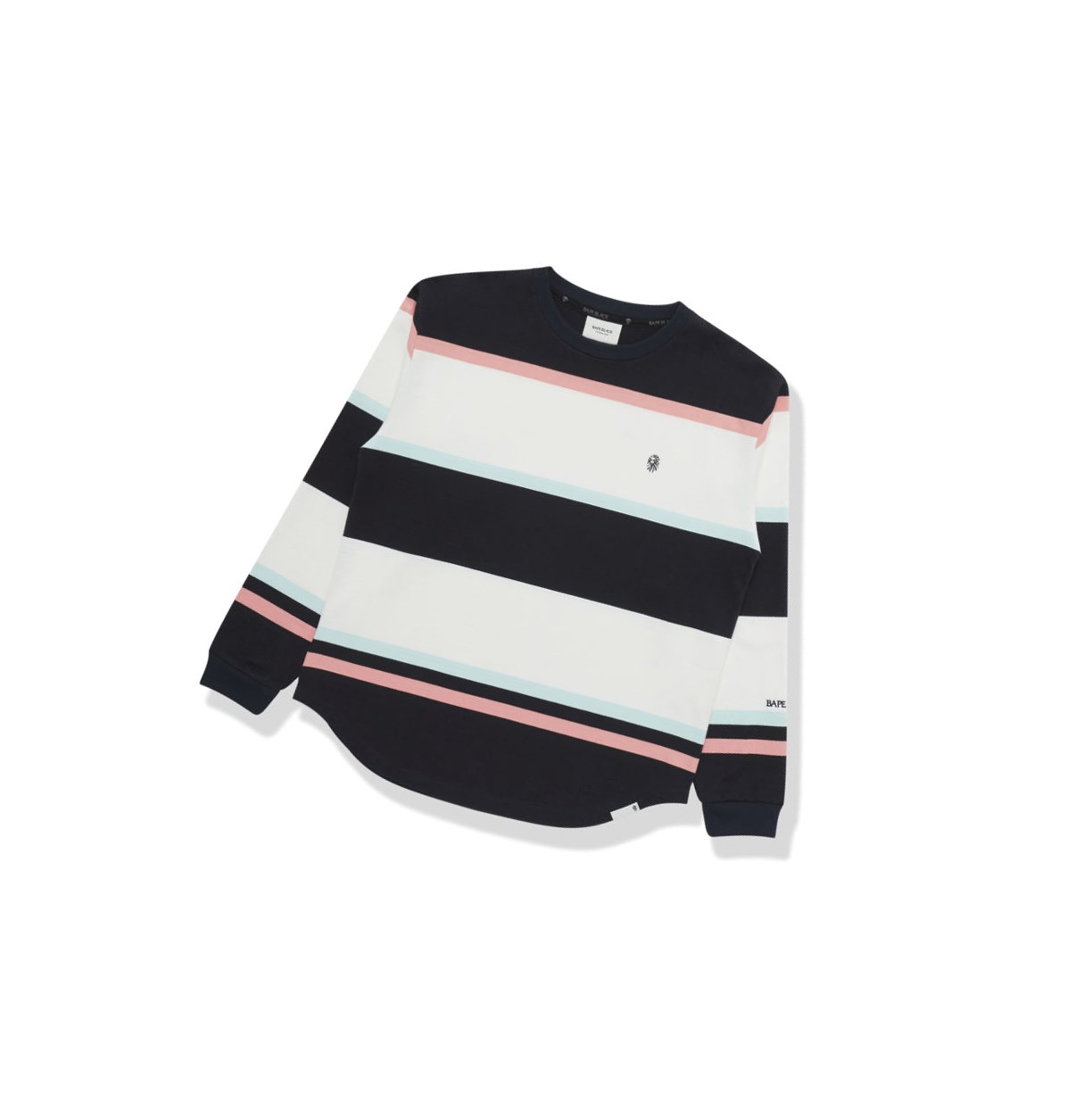 Tricko A BATHING APE Bape Striped Logo Tee Long Sleeve Panske Modre | 1854-MCGKI