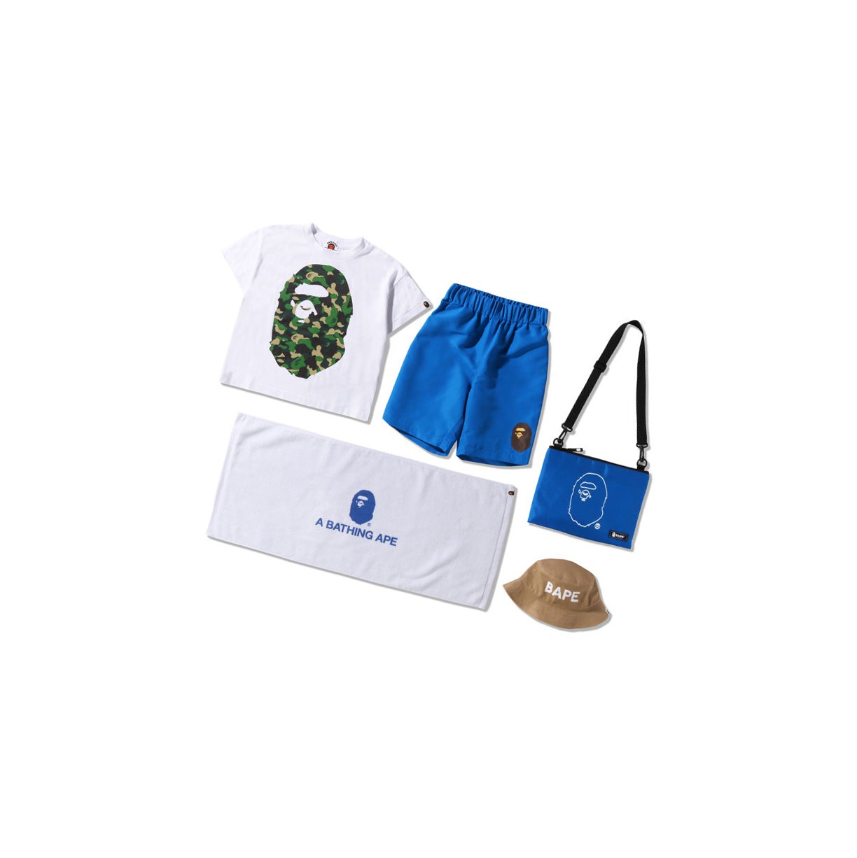 Tricko A BATHING APE Bape Summer Bag Vacation Beach Detske Modre | 7819-CFQJA