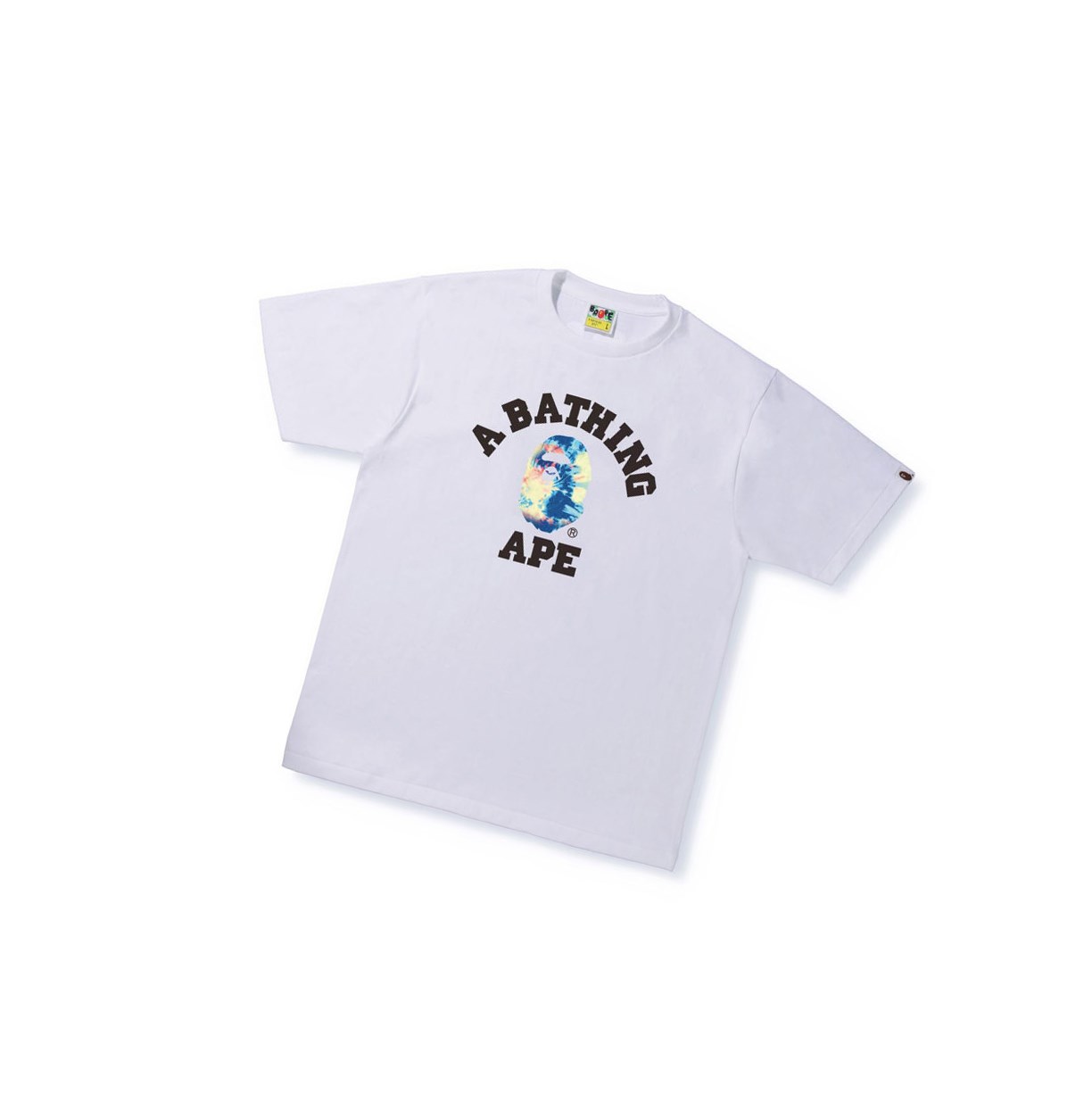 Tricko A BATHING APE Bape Tie Dye College Tee Kratke Sleeve Panske Biele | 5940-EDFVL