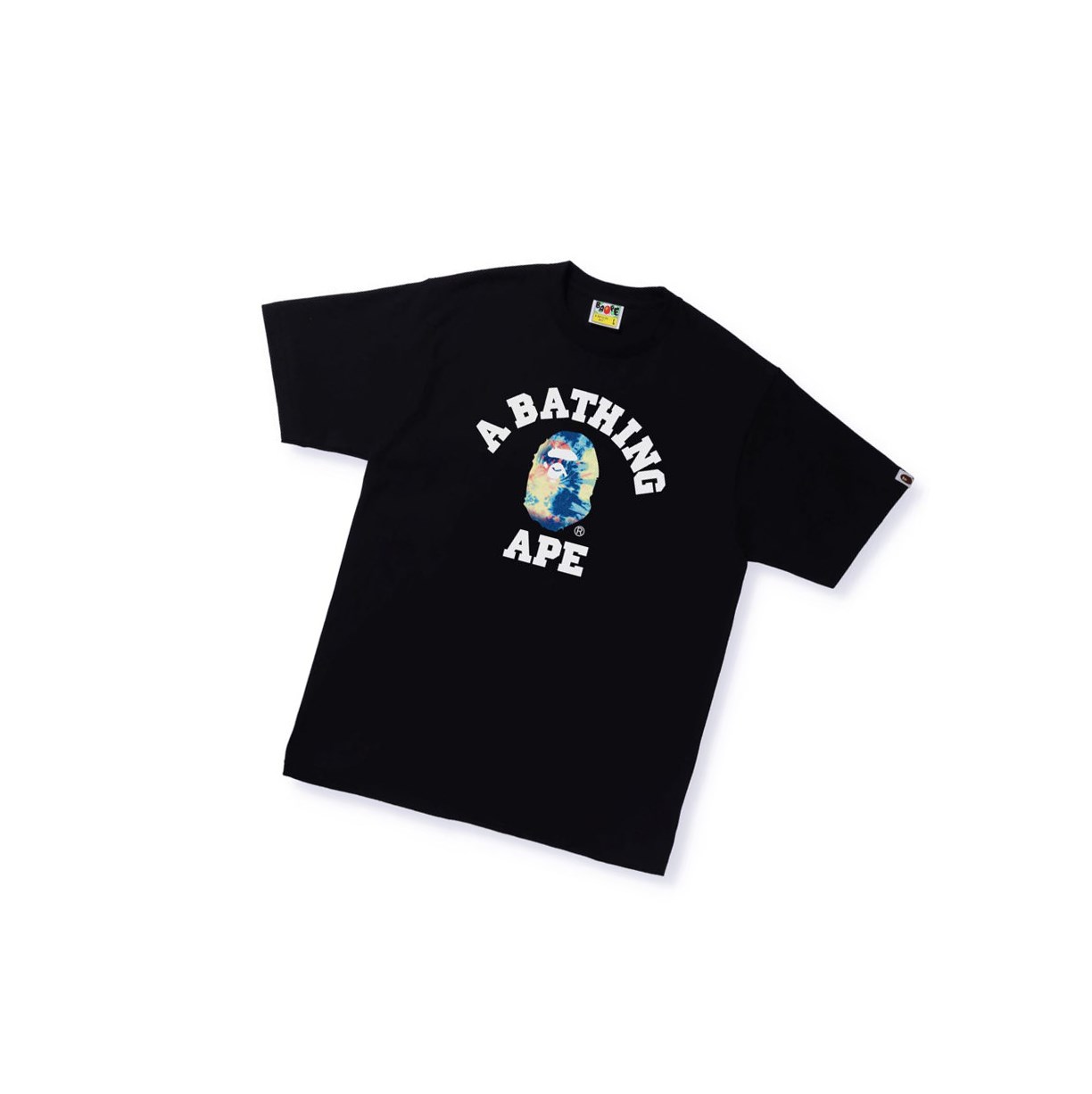 Tricko A BATHING APE Bape Tie Dye College Tee Kratke Sleeve Panske Čierne | 6935-SQTMU