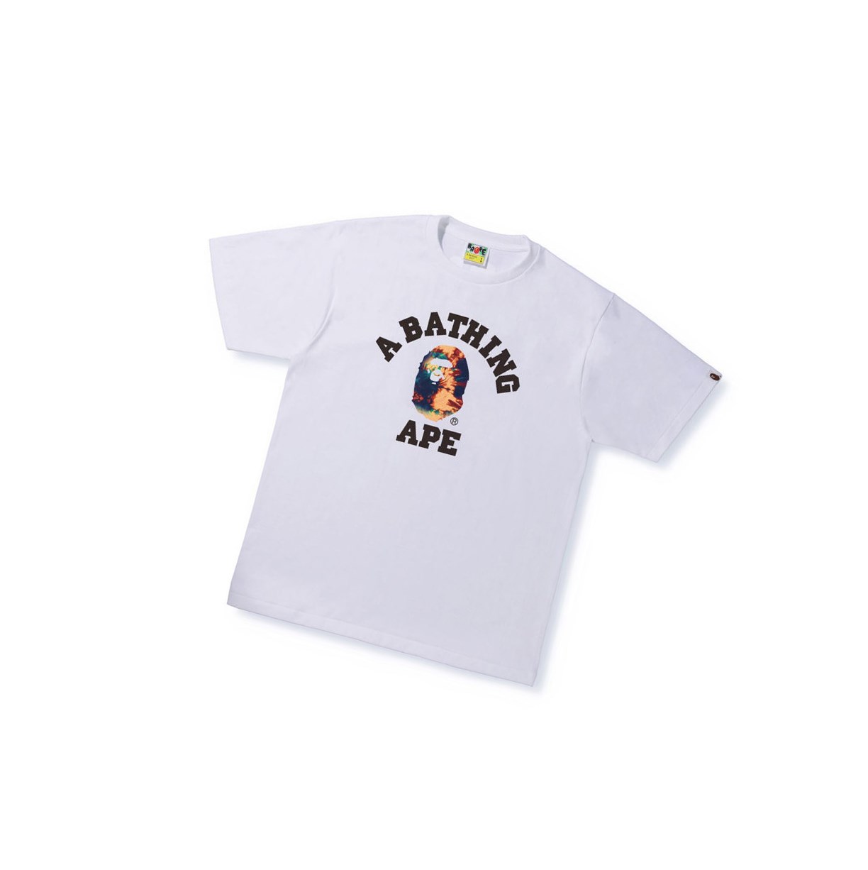 Tricko A BATHING APE Bape Tie Dye College Tee Kratke Sleeve Panske Biele | 9863-KPSOD