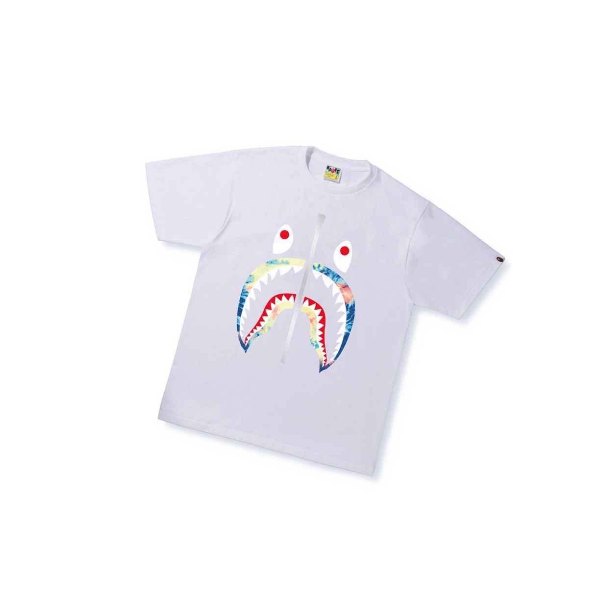 Tricko A BATHING APE Bape Tie Dye Shark Tee Kratke Sleeve Panske Biele | 1958-RVPAB