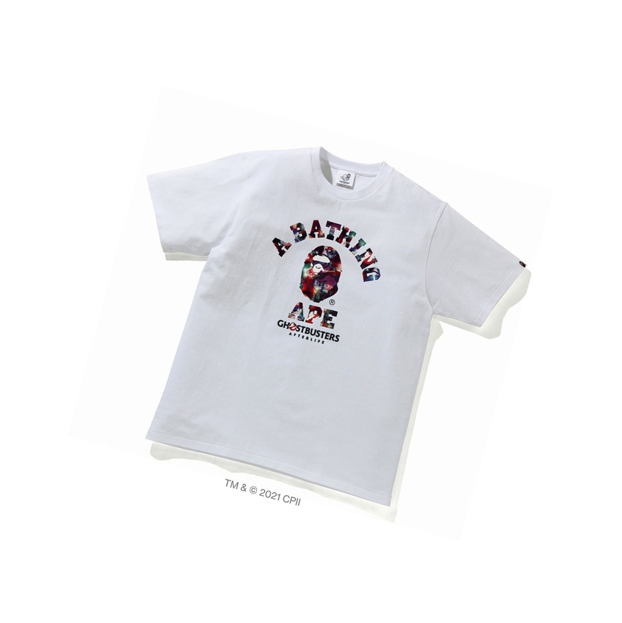 Tricko A BATHING APE Bape X Ghostbusters Camo College Tee Kratke Sleeve Panske Biele | 2109-JKVPT