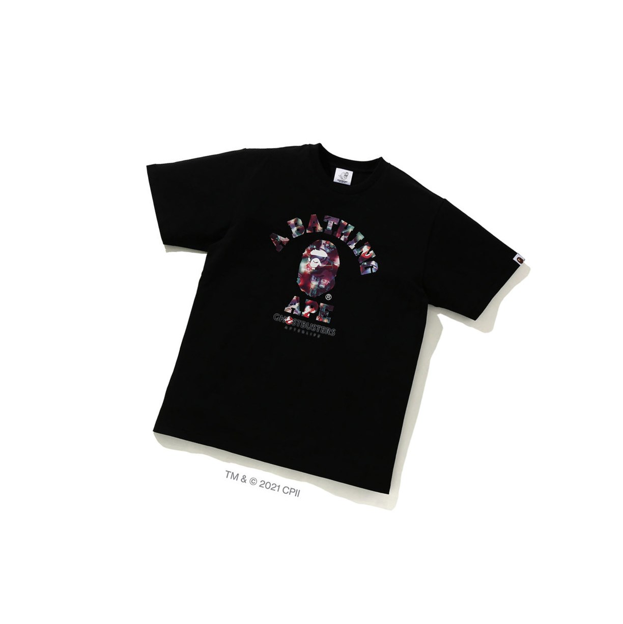 Tricko A BATHING APE Bape X Ghostbusters Camo College Tee Kratke Sleeve Panske Čierne | 4750-ITSWK