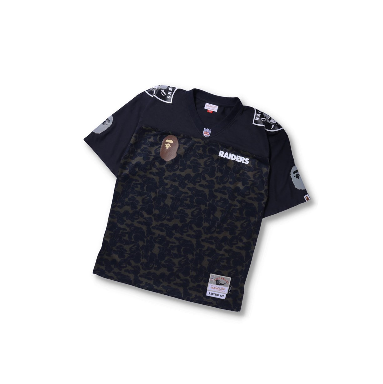 Tricko A BATHING APE Bape X M&n Nfl Oakland Raiders Legacy Jersey Kratke Sleeve Panske Čierne | 2146-GLUOM